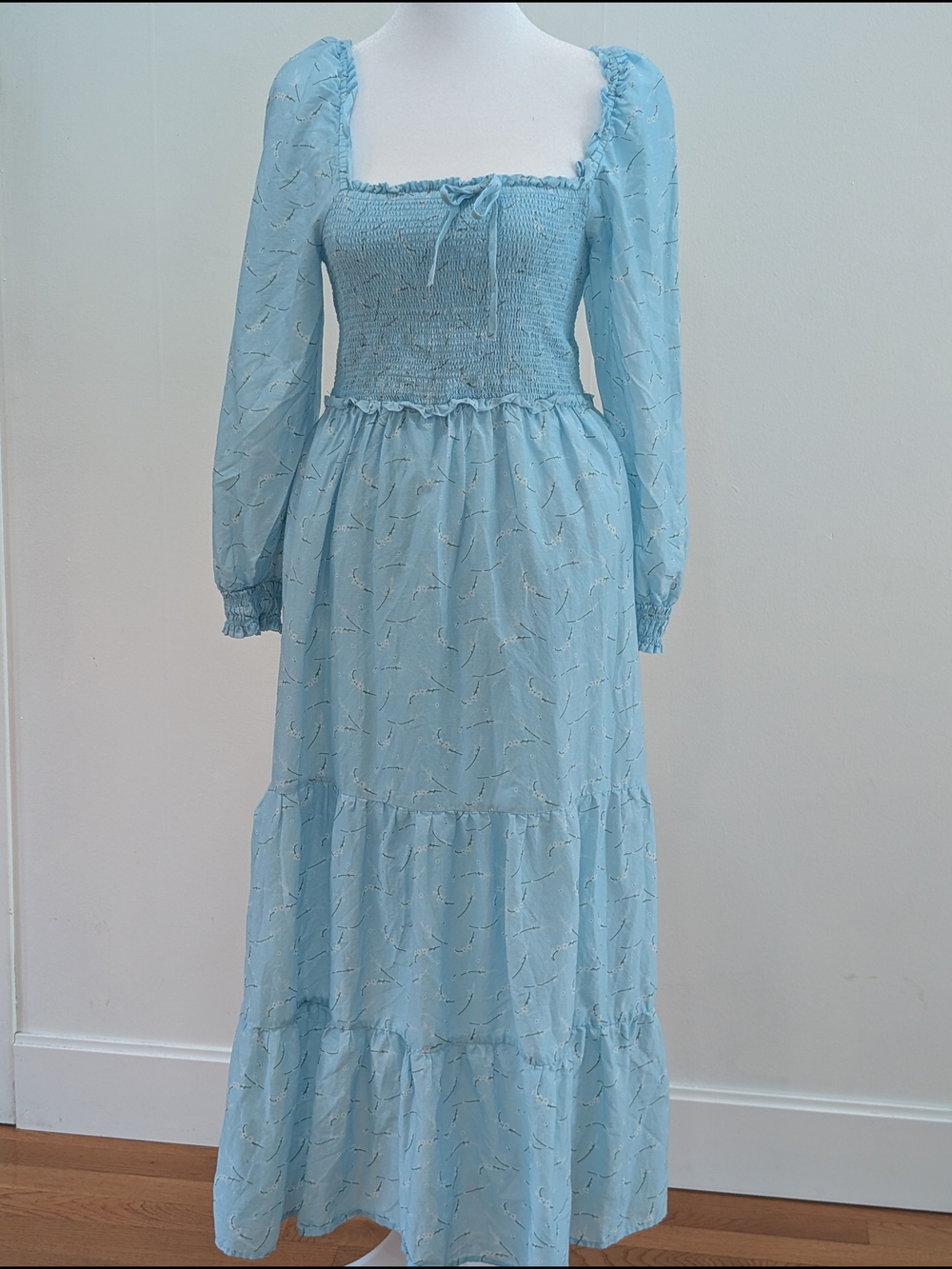 Vineyard Vines Tiered Smocked Maxi Dress with Long Sleeves